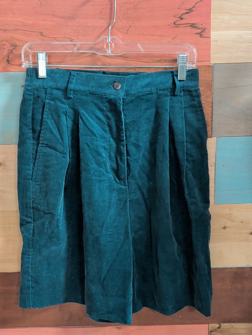 Susan Bristol Teal Corduroy Bermuda Shorts
